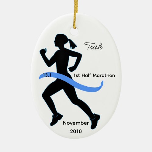 Woman Half Marathon Runner Ornament
