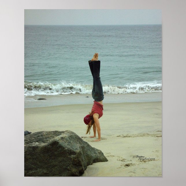 Woman handstand ocean Poster (Front)