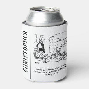 Woman has Broken Arm so Man Washes Dishes. Funny Can Cooler