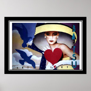 Woman Heart Art Deco Poster