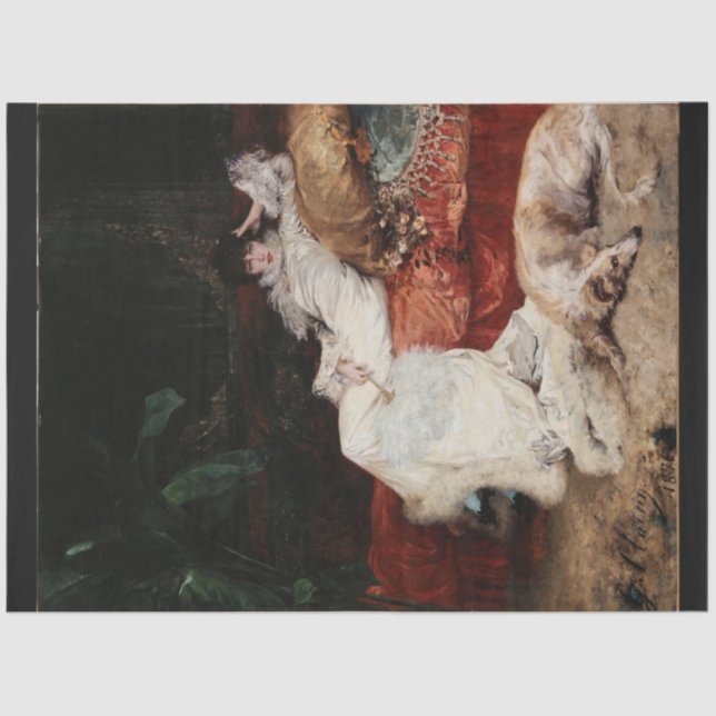 Woman & her dog decoupage paper (Front)