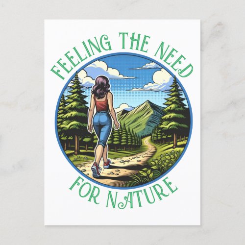 Woman Hiking a Nature Trial Postcard