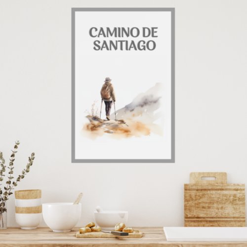 Woman Hiking the Camino de Santiago Poster