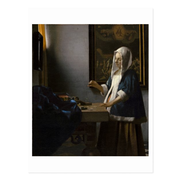 Woman Holding A Balance By Johannes Vermeer Postcard Zazzle Com   Woman Holding A Balance By Johannes Vermeer Postcard R431f097a923b4d2b931327e32e389c5e Vgbaq 8byvr 630 