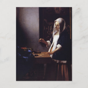 Woman Holding a Balance Postcard