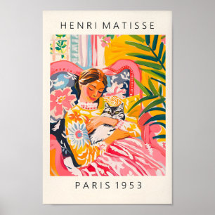 Woman Holding A Cat, Pink Matisse Wall Art, Dopami Poster