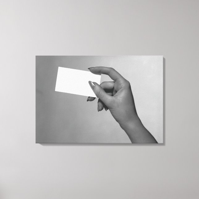 Woman Holding Card Canvas Print (Front)