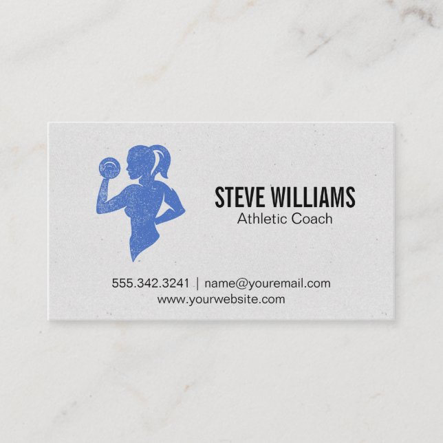 Woman Holding Dumbbells Business Card (Front)