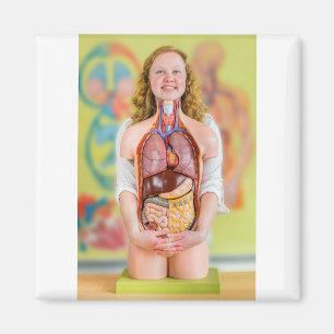 Woman holding human body with internal organs.JPG Magnet