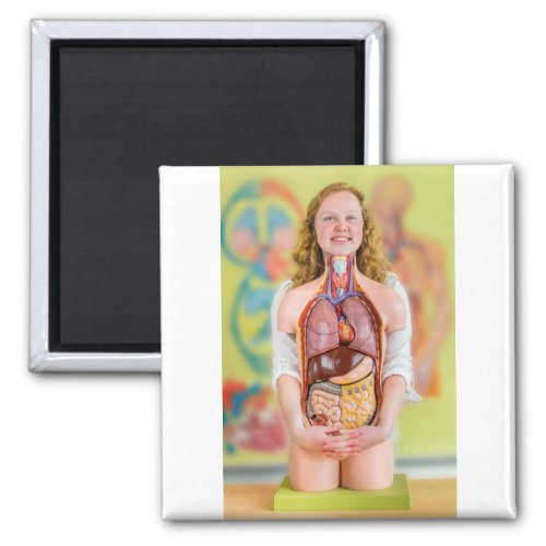 Woman holding human body with internal organsJPG Magnet
