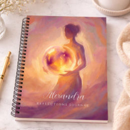 Woman Holding Light Personalized Reflections Notebook