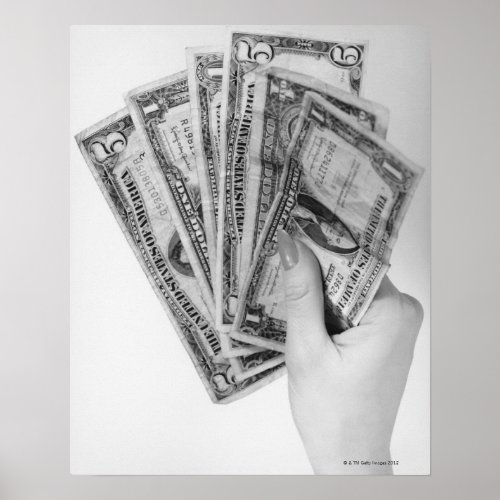 Woman Holding Money Poster
