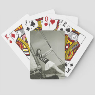 Woman Holding Rigging on Yacht Poker Cards
