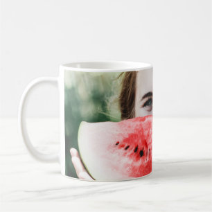 Woman holding sliced watermelon coffee mug