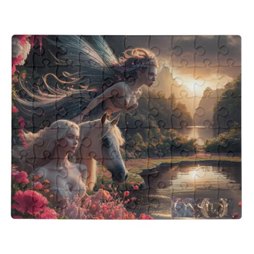 Woman  Horse by Water Jigsaw Puzzle