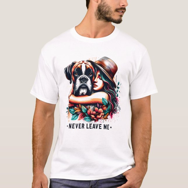 Woman Hugging Bulldog in Hat T-Shirt (Front)