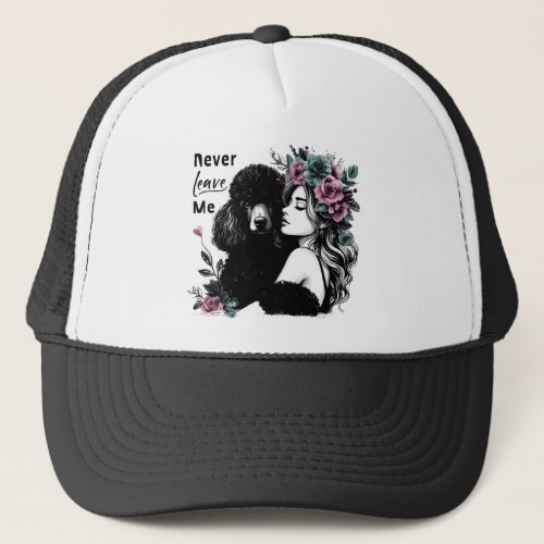 Woman Hugging Poodle With Flowers Trucker Hat