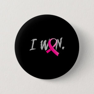 Woman I Won Breast Cancer Awareness Pink Ribbon Su Button