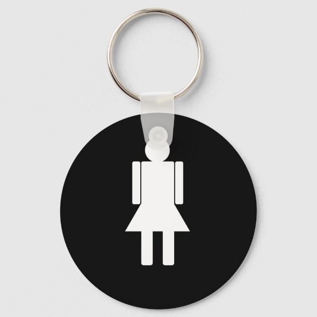 Woman-illustration820 WOMAN CARTOON BATHROOM DOOR Keychain (Front)