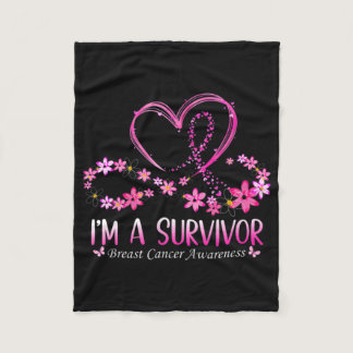 Woman I'm A Survivor Breast Cancer Awareness Pink  Fleece Blanket