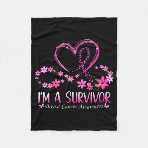 Woman Im A Survivor Breast Cancer Awareness Pink  Fleece Blanket