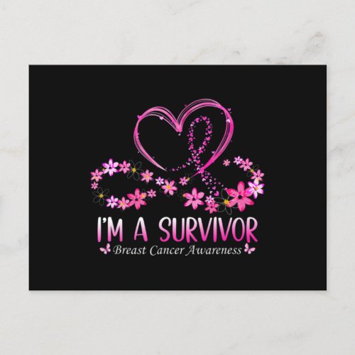 Woman Im A Survivor Breast Cancer Awareness Pink  Postcard