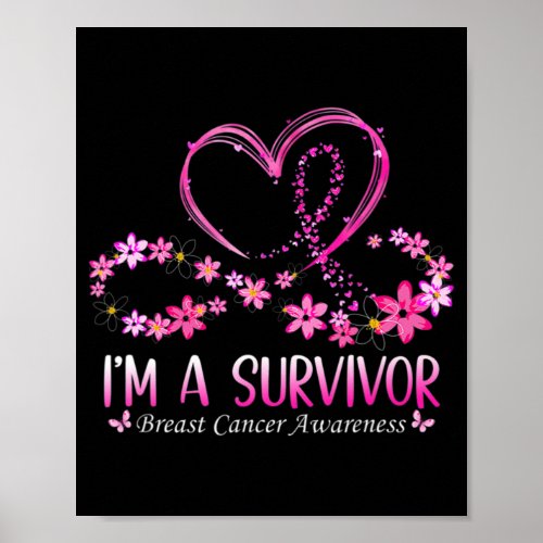 Woman Im A Survivor Breast Cancer Awareness Pink  Poster