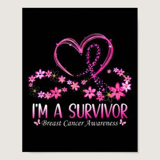 Woman I'm A Survivor Breast Cancer Awareness Pink  Poster