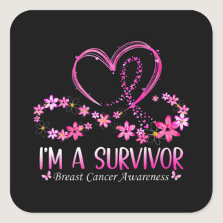 Woman I'm A Survivor Breast Cancer Awareness Pink  Square Sticker