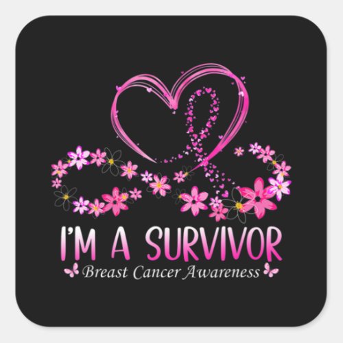 Woman Im A Survivor Breast Cancer Awareness Pink  Square Sticker