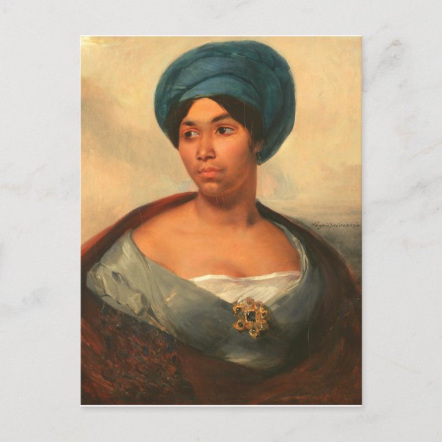  WOMAN IN A BLUE TURBAN BY DELACROIX POSTCARD (Front)