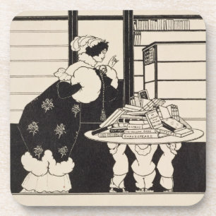 Woman in a Bookshop, design for a 'Yellow Book' co Coaster