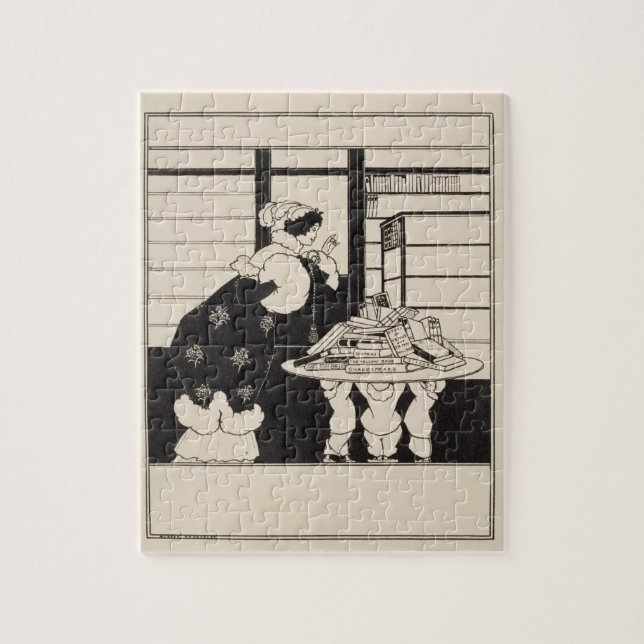 Woman in a Bookshop, design for a 'Yellow Book' co Jigsaw Puzzle (Vertical)
