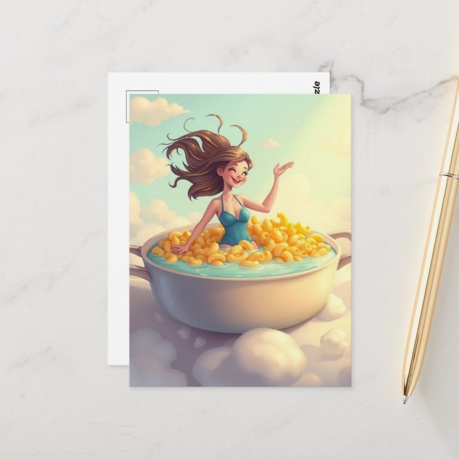 woman in a casserole dish pool postcard (Front/Back In Situ)