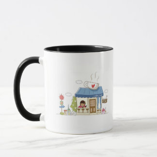 Woman in a coffee shop mug