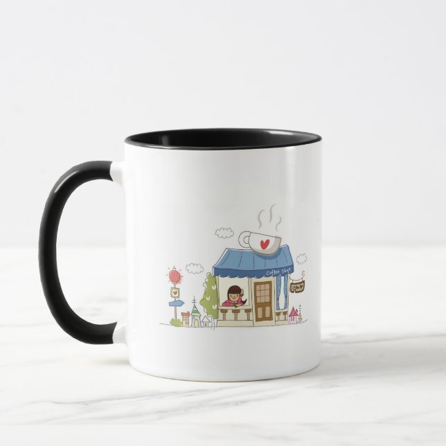 Woman in a coffee shop mug (Left)