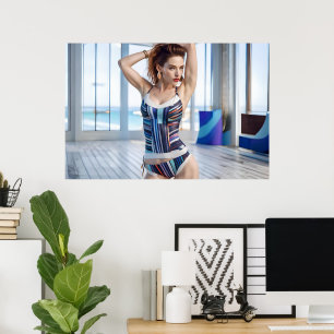 woman in a colorful outfit poster