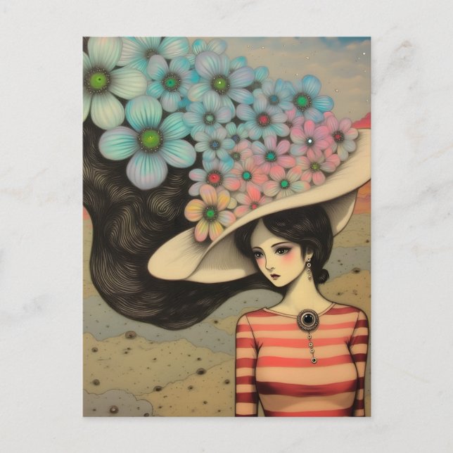 Woman in a Floral Hat Postcard (Front)