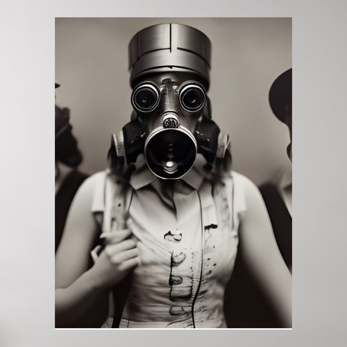 Woman in a Gas Mask Poster