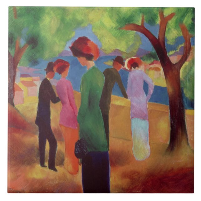 Woman in a Green Jacket, 1913 Ceramic Tile (Front)