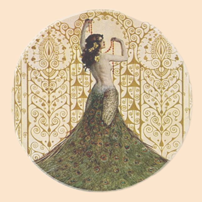 Woman in a Peacock Skirt Sandstone Coaster (Creator Uploaded)