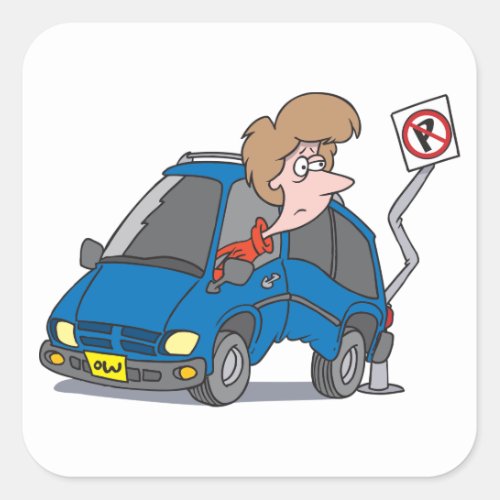 Woman In An Accident Square Sticker