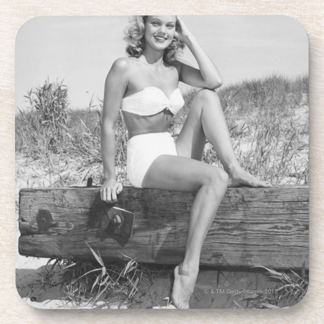 Woman in Bikini Beverage Coaster (Front)