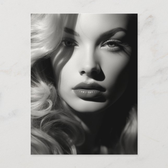 Woman in Black and White Postcard (Front)