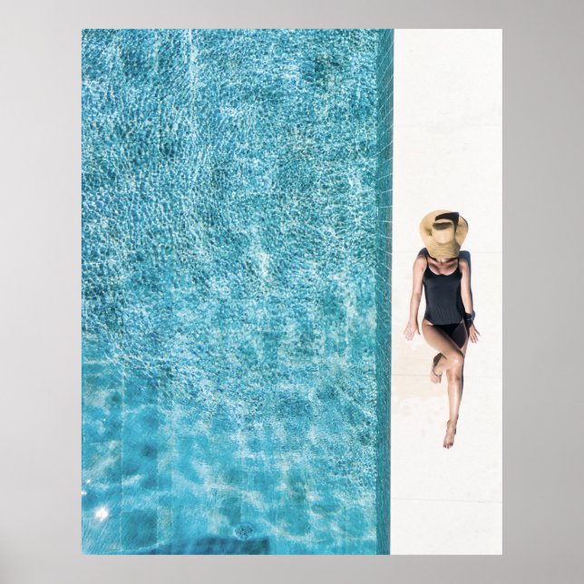 Woman in black bikini bottom and white sun hat sta poster (Front)