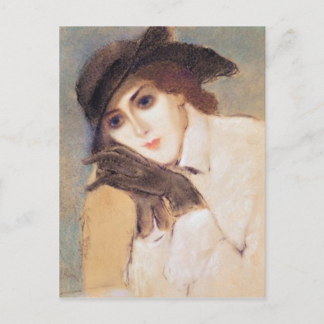 Woman in Black Gloves Postcard (Front)