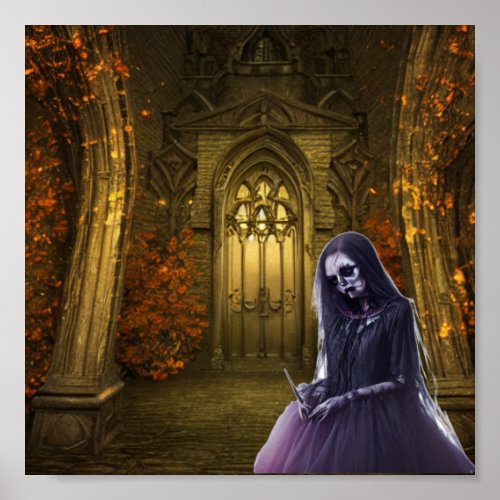 Woman in Black  Witch Spooky Eyes Poster