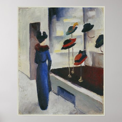 Woman in Blue at the Hat Shop 1913 August Macke Poster