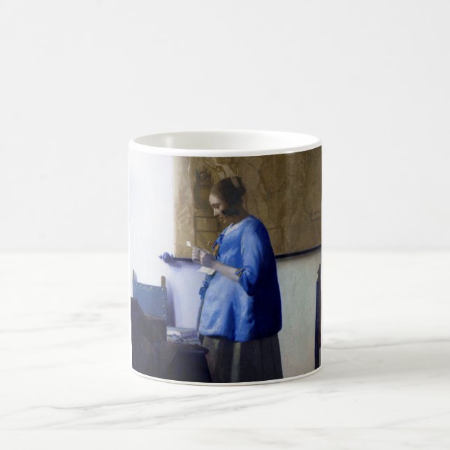 Woman in Blue, Johannes Vermeer Coffee Mug (Center)