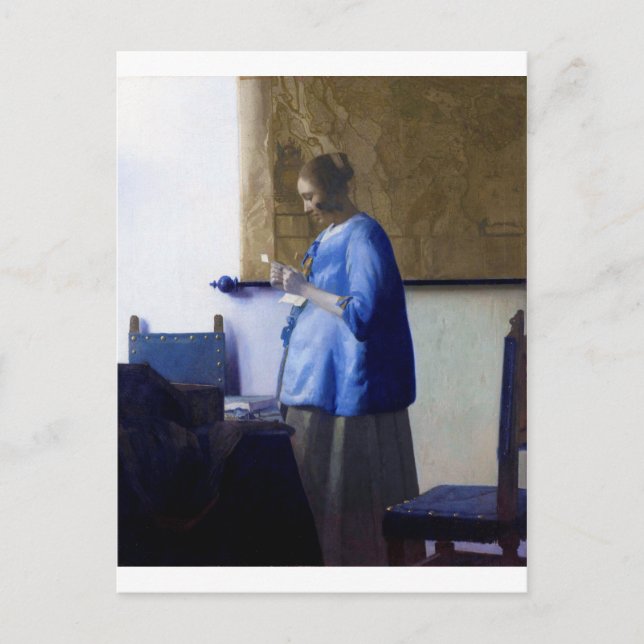 Woman in Blue, Johannes Vermeer Postcard (Front)